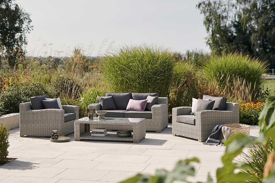 Luxury garden sofa and armchair set with coffee table by kettler